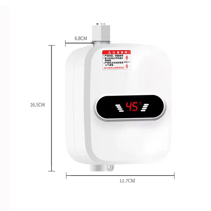 Mini tankless electric instant water heater kit with its included accessories
