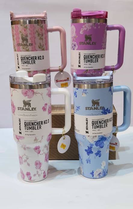Limited-edition Stanley Quencher H2.0 Flowered Travel Tumblers (40 oz / 1.18L).
