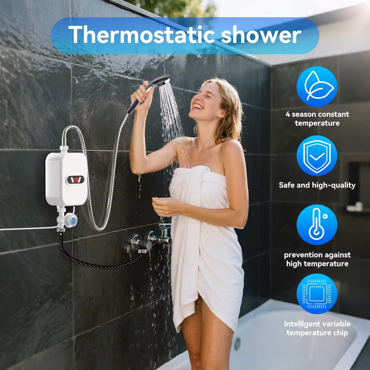 Mini  tankless electric instant water heater kit with its included accessories