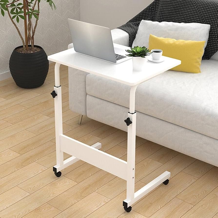 Adjustable height mobile laptop table