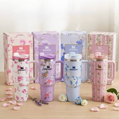 Limited-edition Stanley Quencher H2.0 Flowered Travel Tumblers (40 oz / 1.18L).