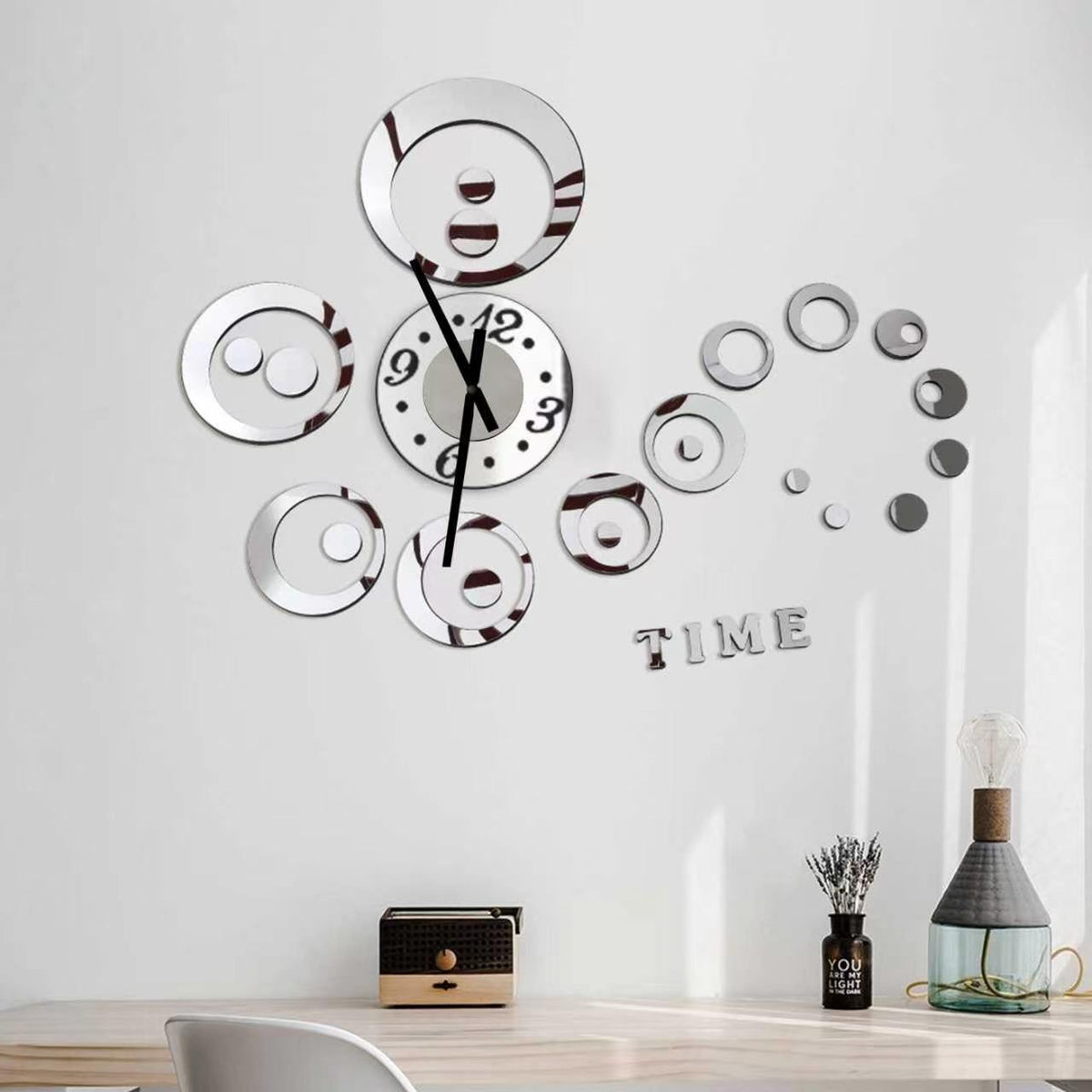 3D DIY frameless wall sticker clock
