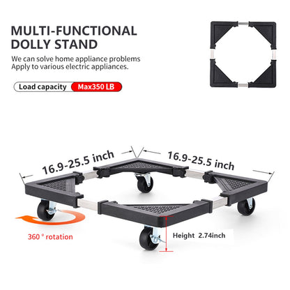 Adjustable mobile base stand designed for household appliances like washing machines and refrigerators