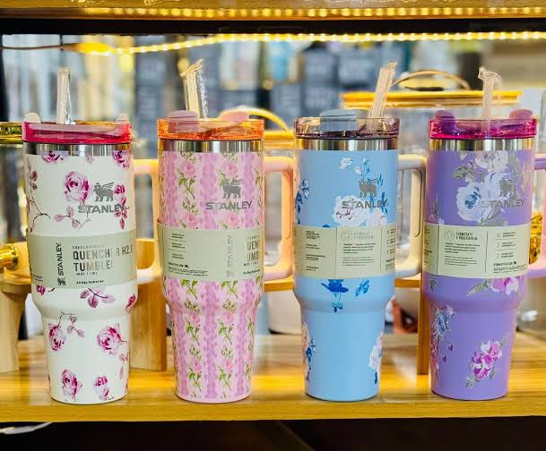 Limited-edition Stanley Quencher H2.0 Flowered Travel Tumblers (40 oz / 1.18L).