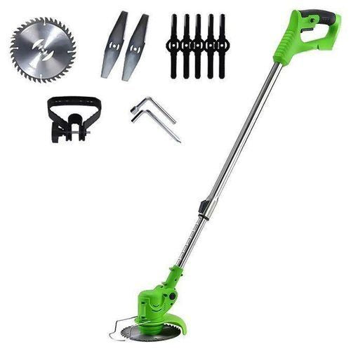 Portable, cordless electric grass trimmer and lawn mower