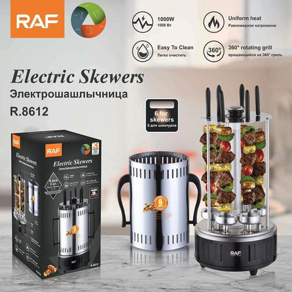 RAF Electric Skewers R.8612, a vertical smokeless electric barbecue grill with 6 rotating skewers