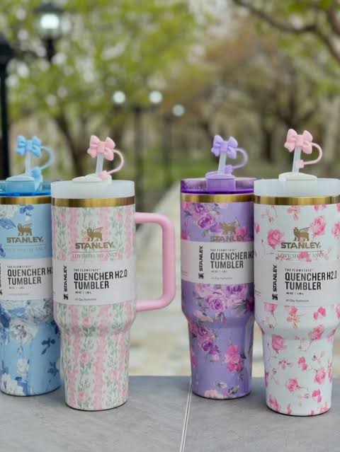 Limited-edition Stanley Quencher H2.0 Flowered Travel Tumblers (40 oz / 1.18L).