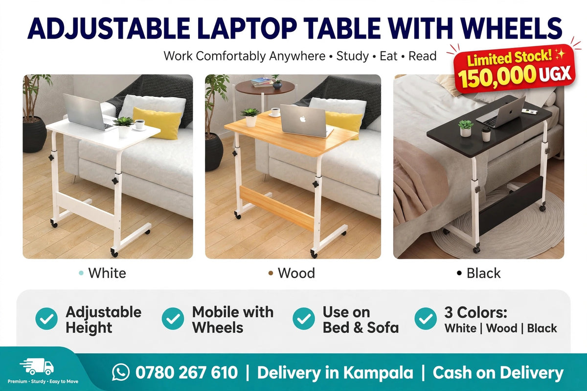 Adjustable height mobile laptop table