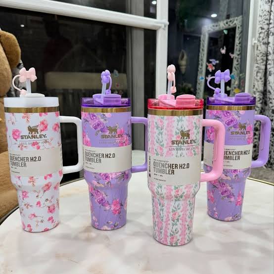 Limited-edition Stanley Quencher H2.0 Flowered Travel Tumblers (40 oz / 1.18L).