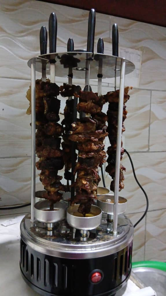 RAF Electric Skewers R.8612, a vertical smokeless electric barbecue grill with 6 rotating skewers